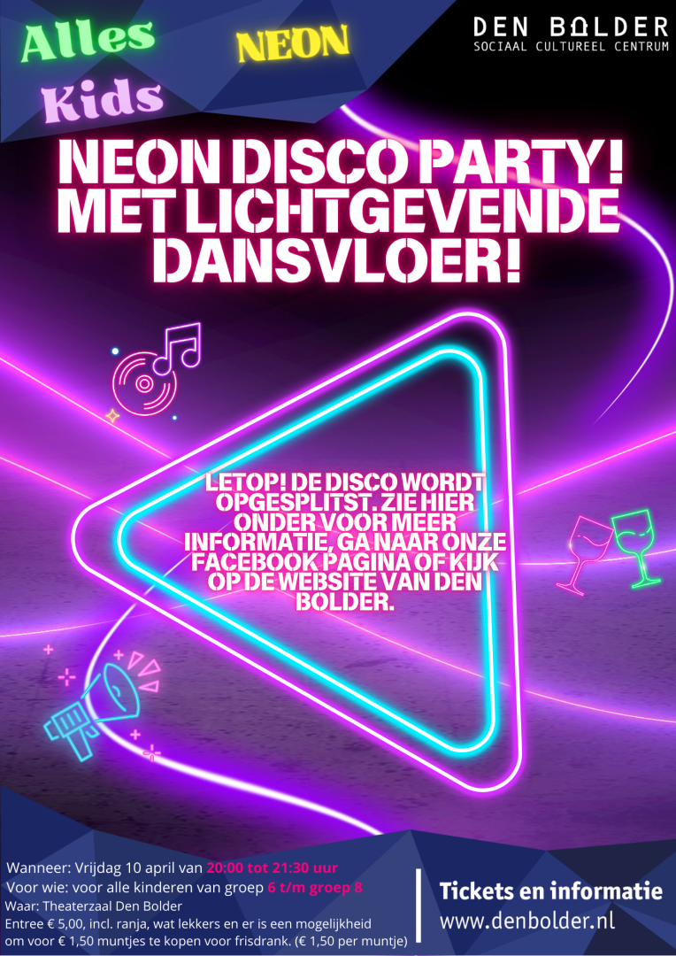 neon_party_bovenbouw_2026 Alles Kids Neon Discoparty Bovenbouw groep 6 t/m 8 - Den Bolder