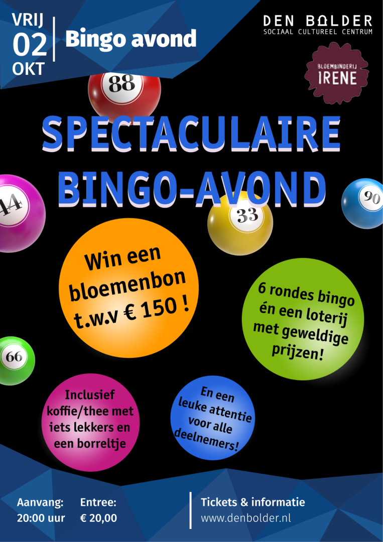 bingo_poster_02102026 Spectaculaire Bingo-avond, Den Bolder ism Bloembinderij Irene - Den Bolder